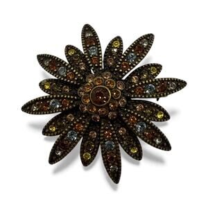 Vintage Joan Rivers Starburst Brooch with Multicolored Swarovski Crystals